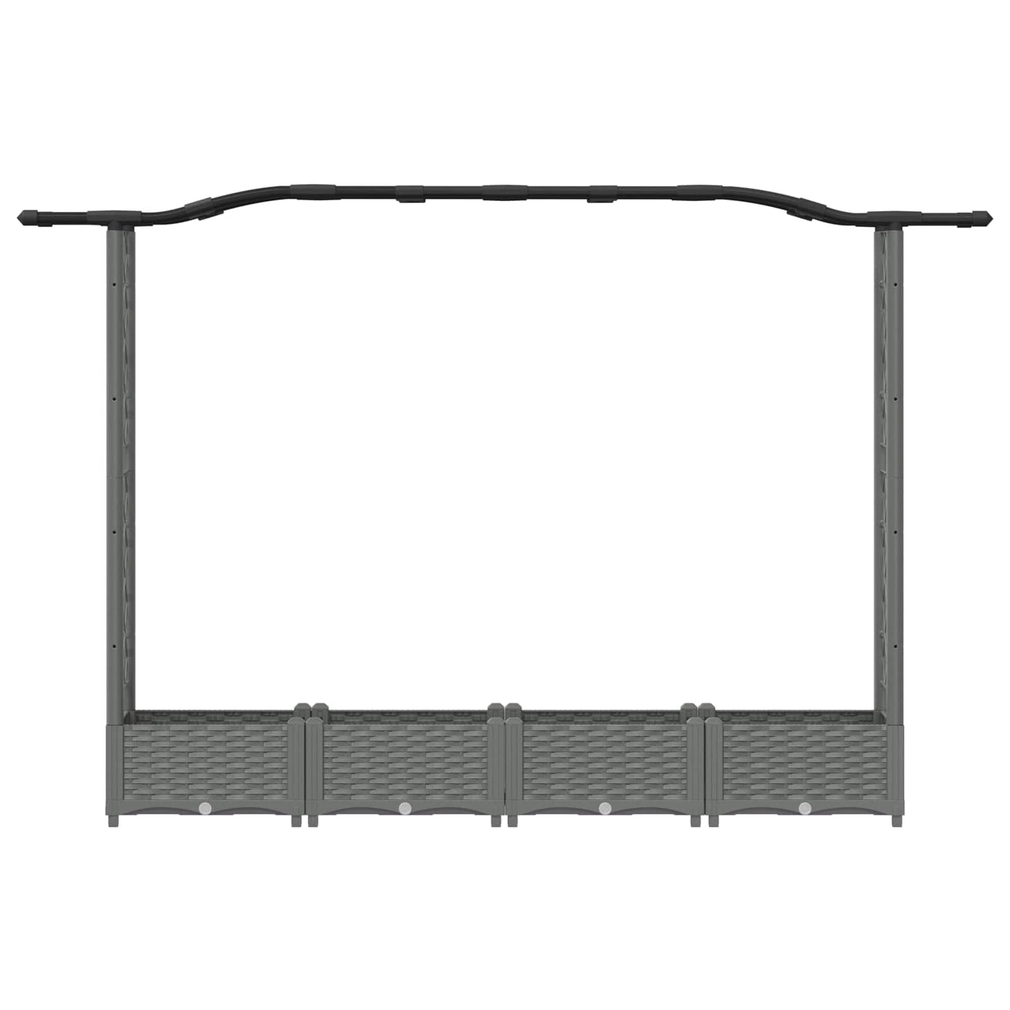 Hevet Bed med Trellis og Tak Lysegrå 207 x 40 x 126 cm PP