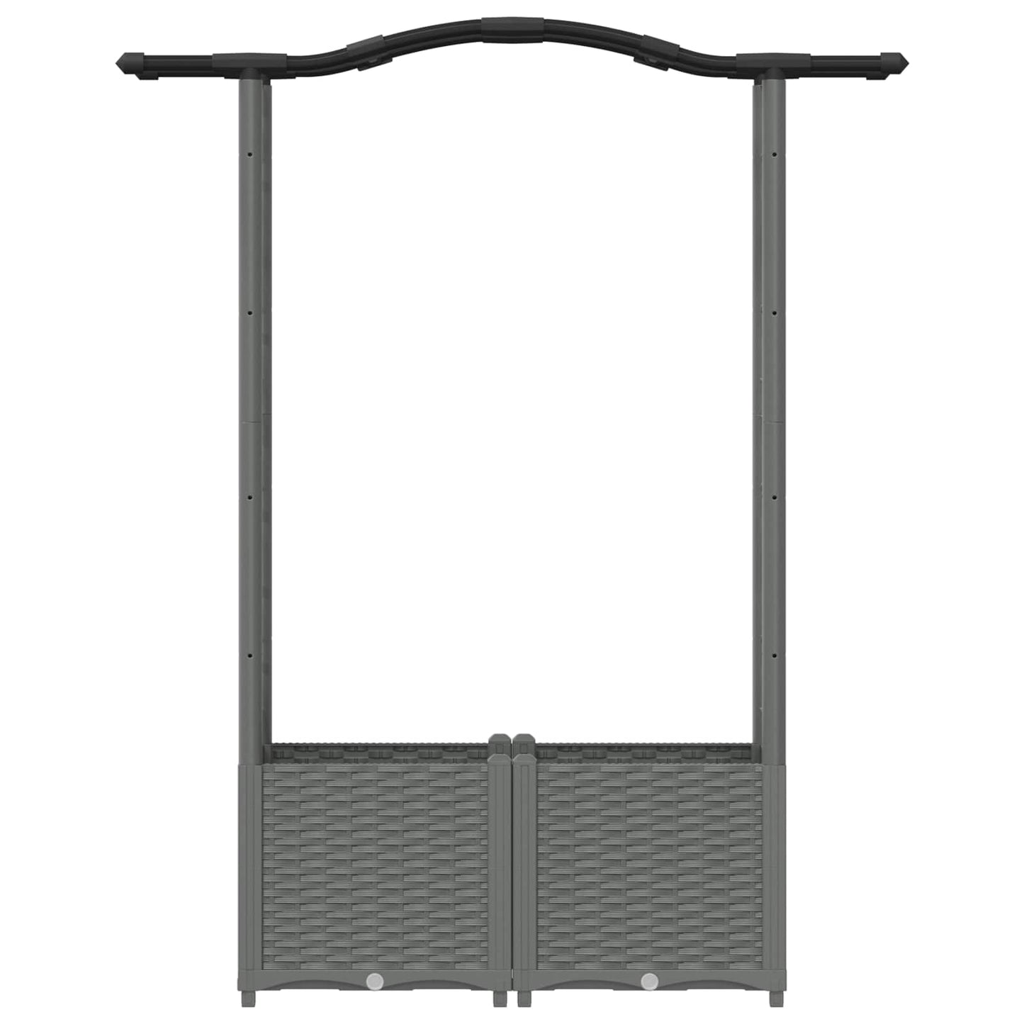 Hevet Bed med Trellis og Tak Lysegrå 125 x 40 x 138 cm PP