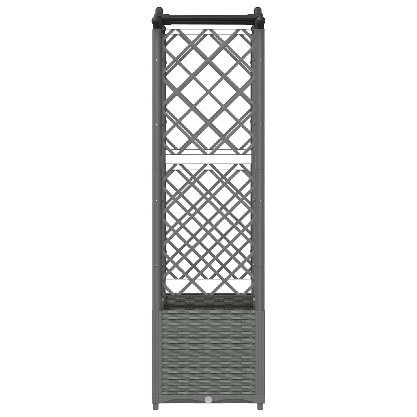 Hevet Bed med Trellis og Tak Lysegrå 125 x 40 x 138 cm PP