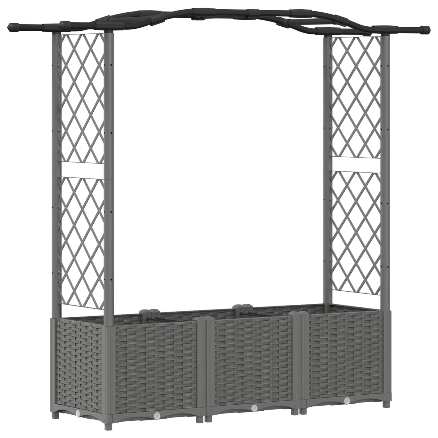 Hevet Bed med Trellis og Tak Lysegrå 164 x 40 x 142 cm PP