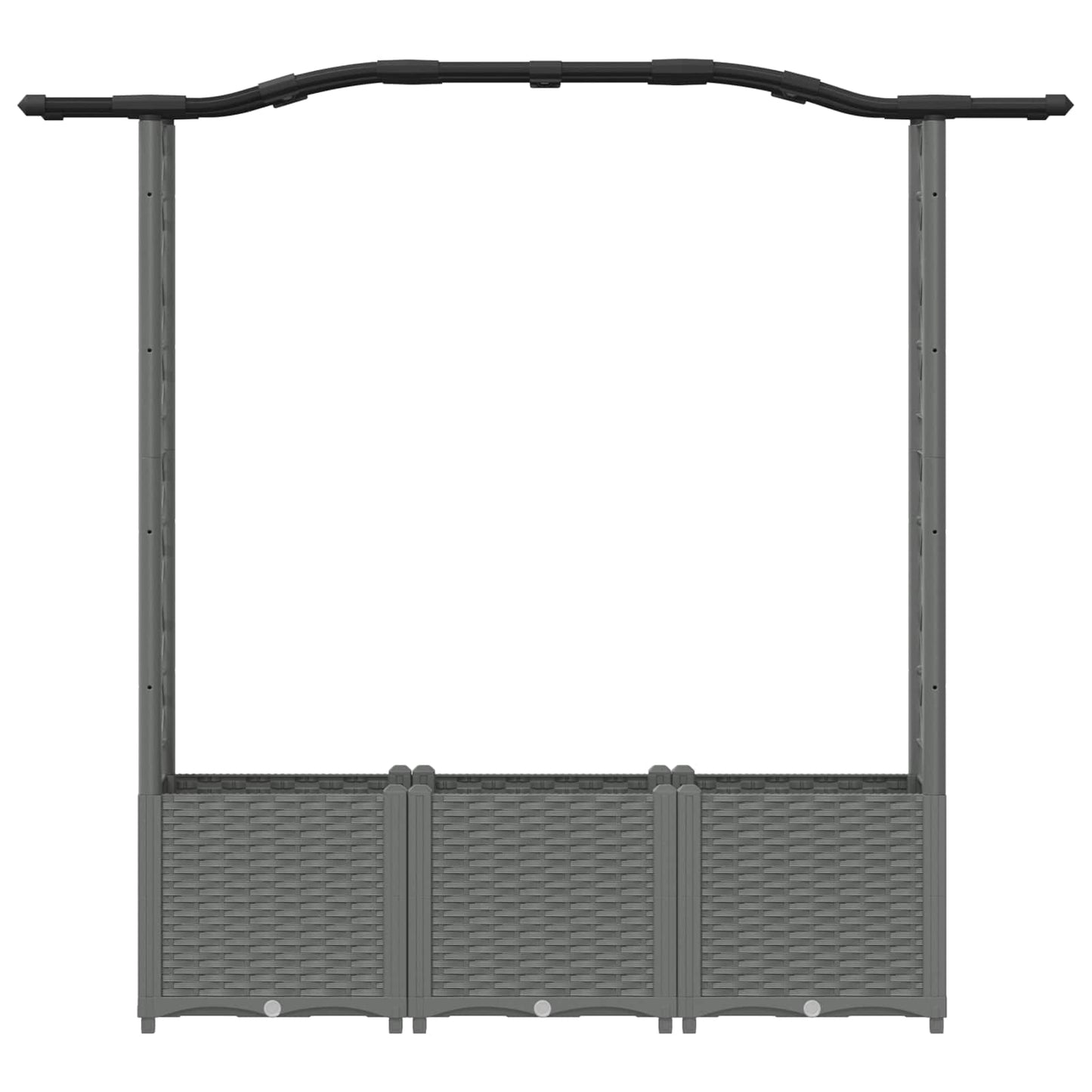 Hevet Bed med Trellis og Tak Lysegrå 164 x 40 x 142 cm PP