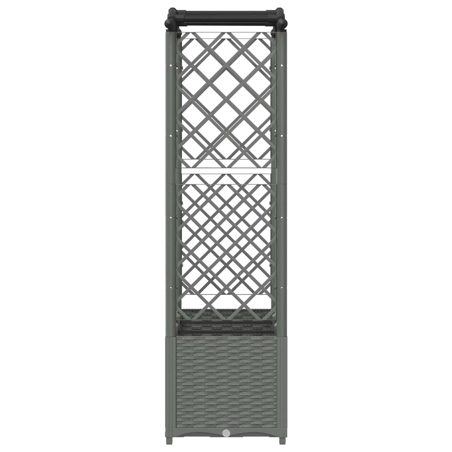 Hevet Bed med Trellis og Tak Lysegrå 164 x 40 x 142 cm PP
