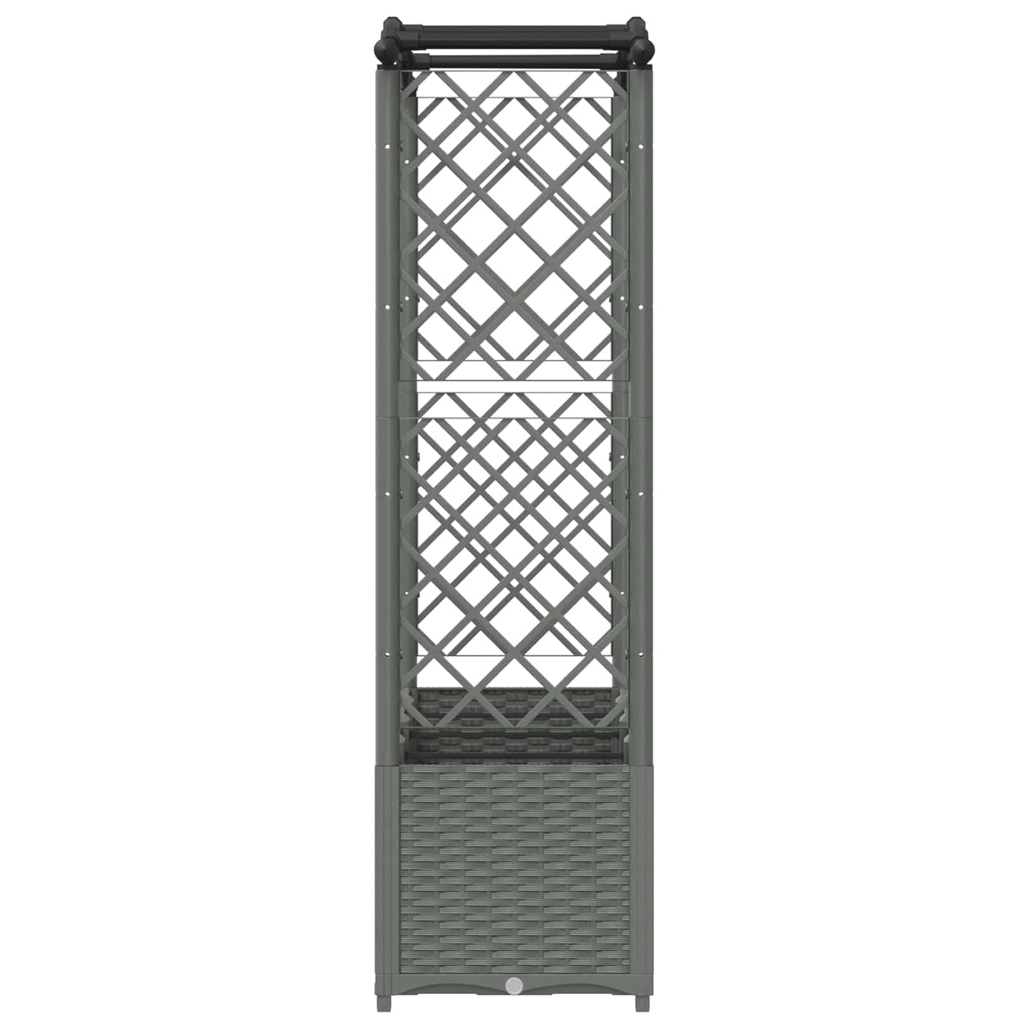 Hevet Bed med Trellis og Tak Lysegrå 204 x 40 x 141 cm PP
