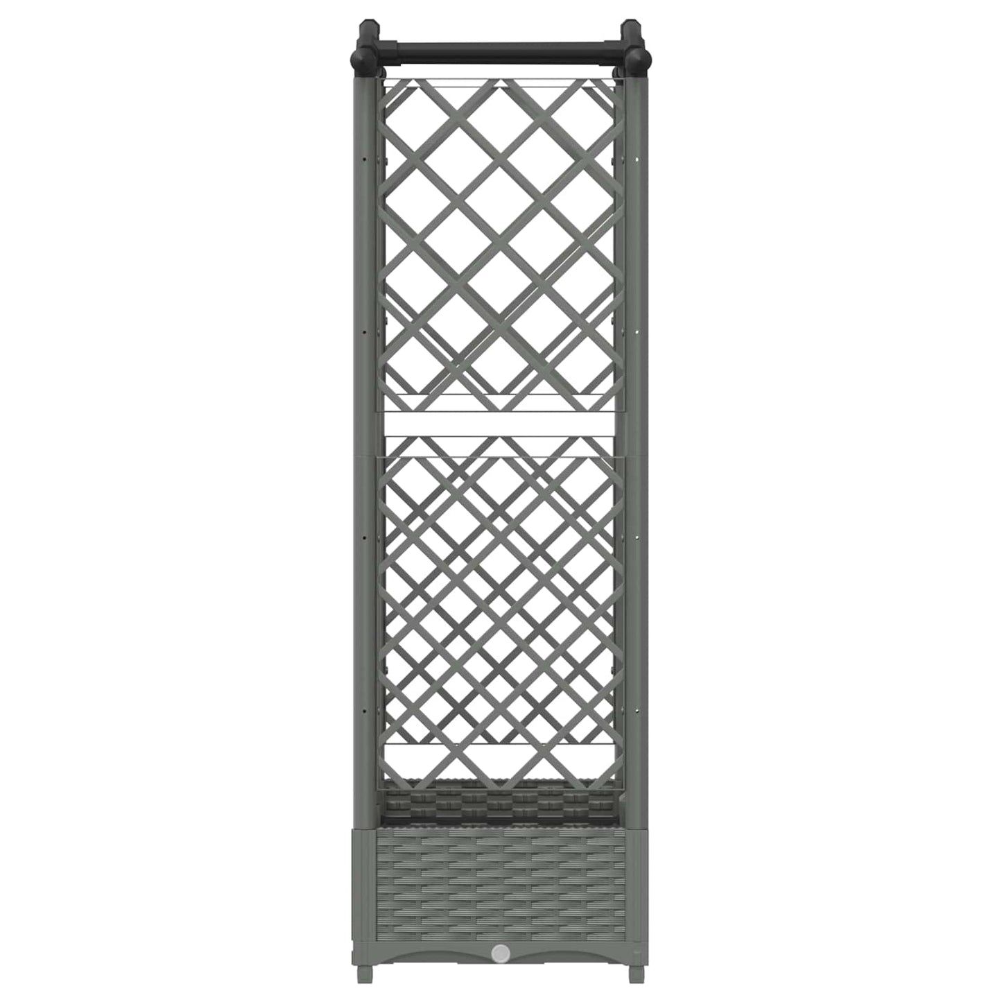 Hevet Bed med Trellis og Tak Lysegrå 124 x 40 x 123 cm PP