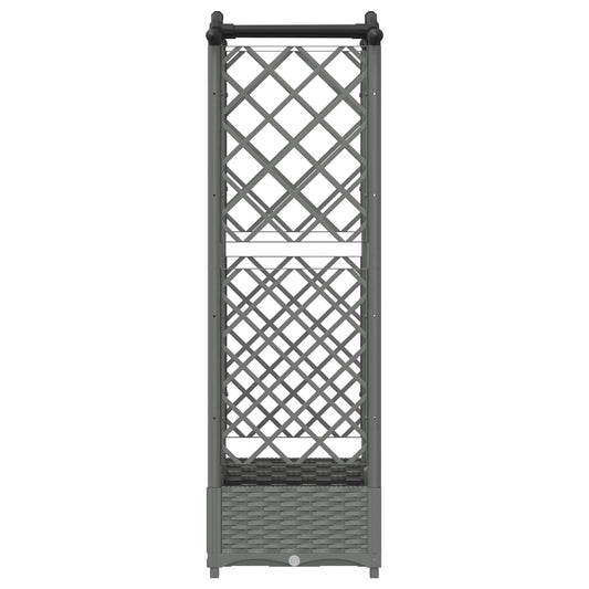 Hevet Bed med Trellis og Tak Lysegrå 124 x 40 x 123 cm PP
