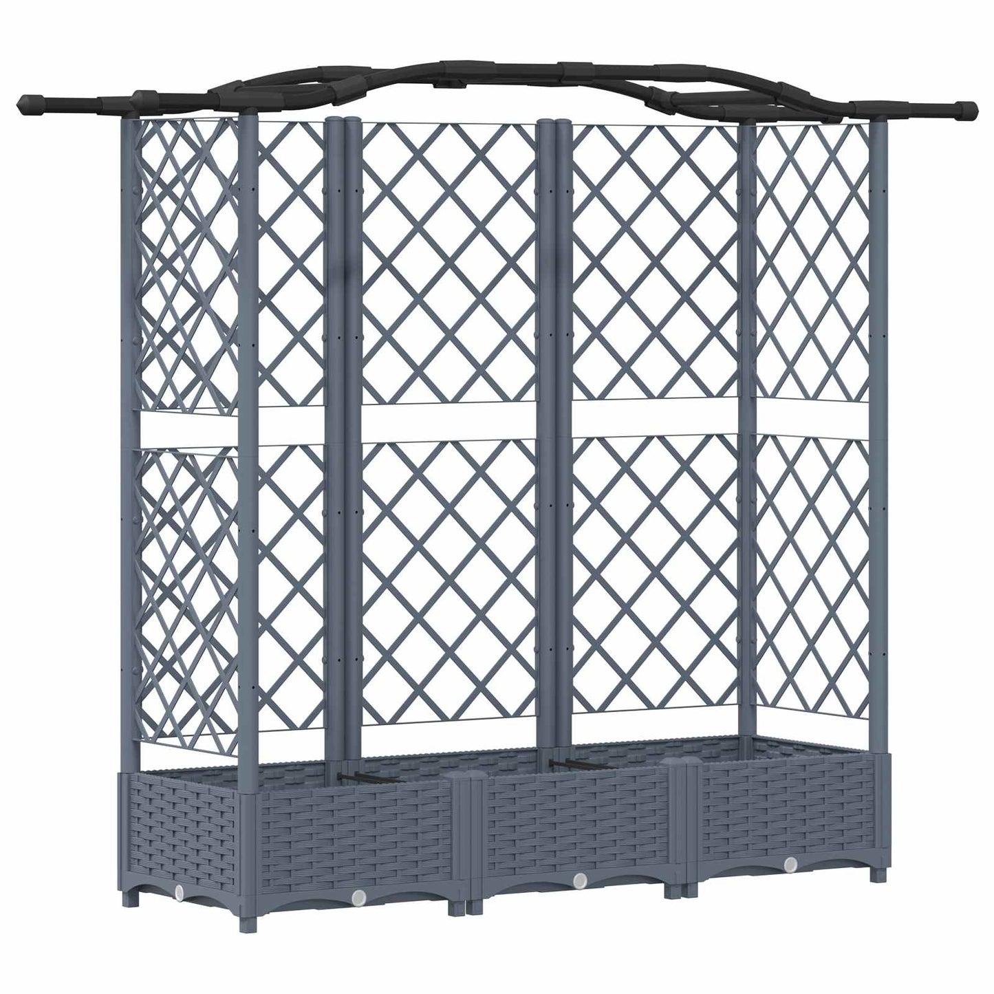 Hevet Bed med Trellis og Tak Lysegrå 163 x 40 x 123 cm PP