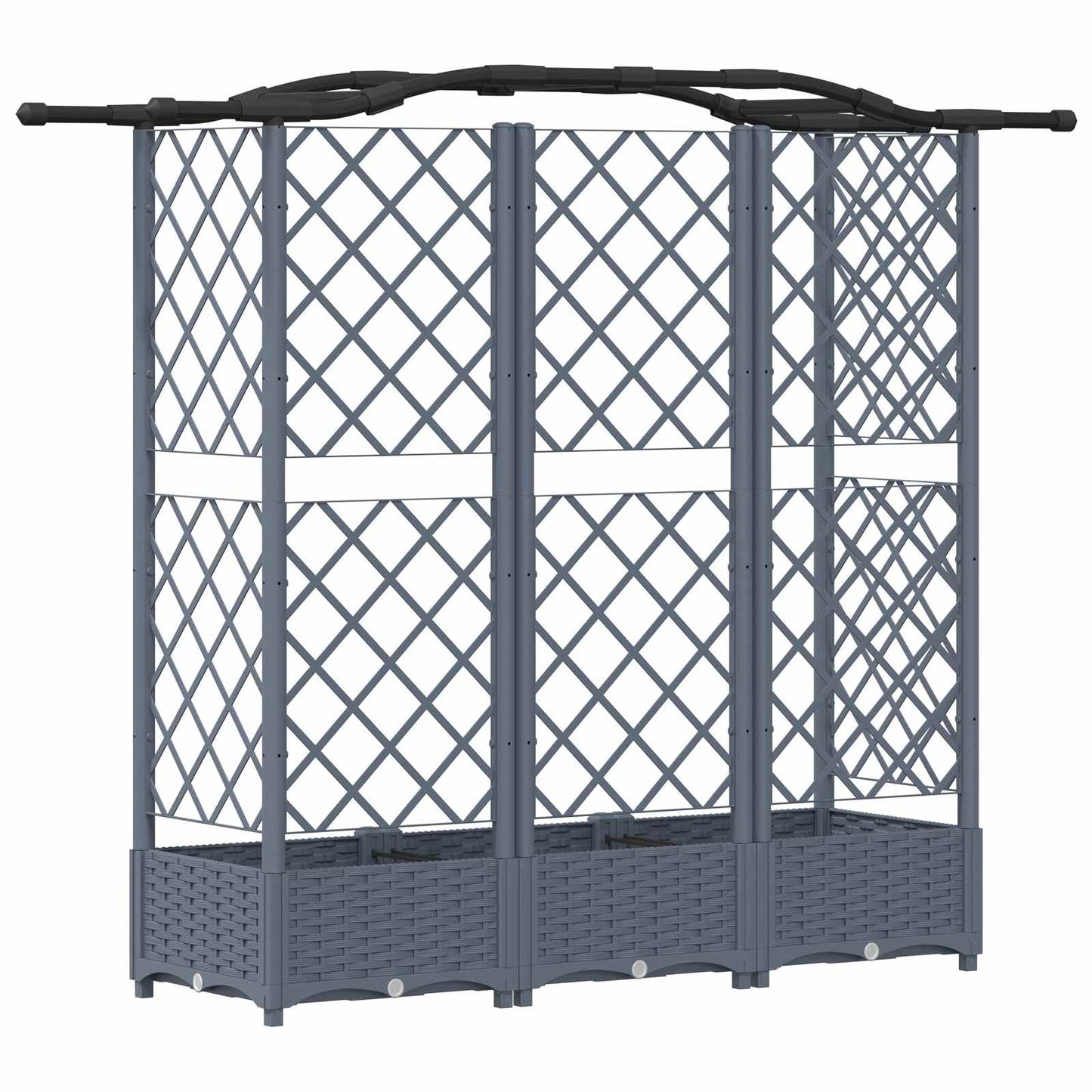 Hevet Bed med Trellis og Tak Lysegrå 163 x 40 x 123 cm PP