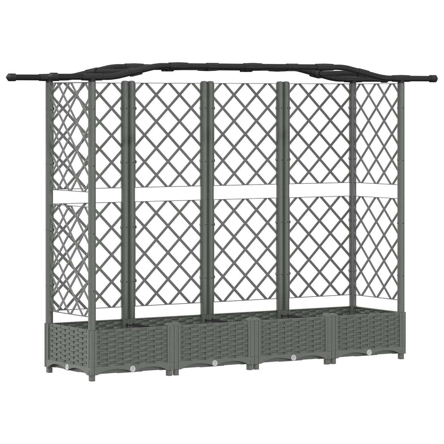Hevet Bed med Trellis og Tak Lysegrå 203,5 x 40 x 123 cm PP