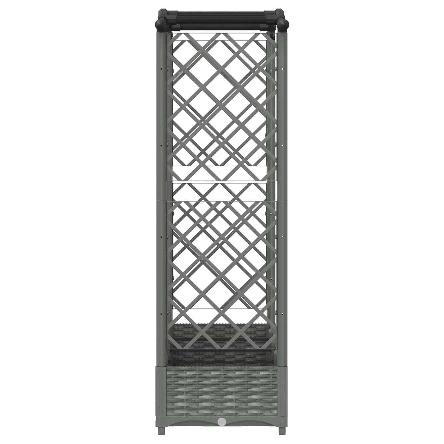 Hevet Bed med Trellis og Tak Lysegrå 203,5 x 40 x 123 cm PP