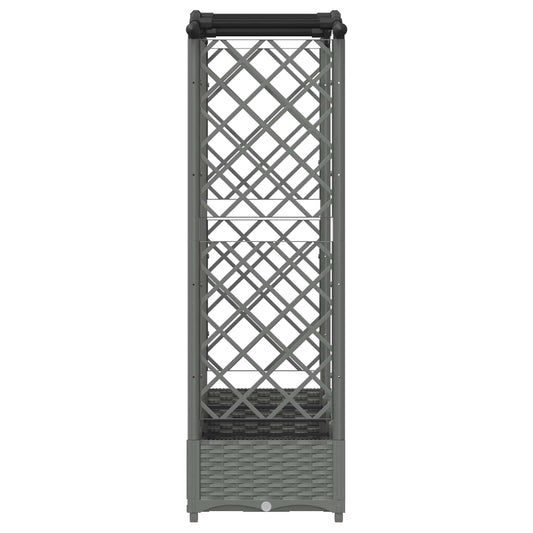 Hevet Bed med Trellis og Tak Lysegrå 203,5 x 40 x 123 cm PP