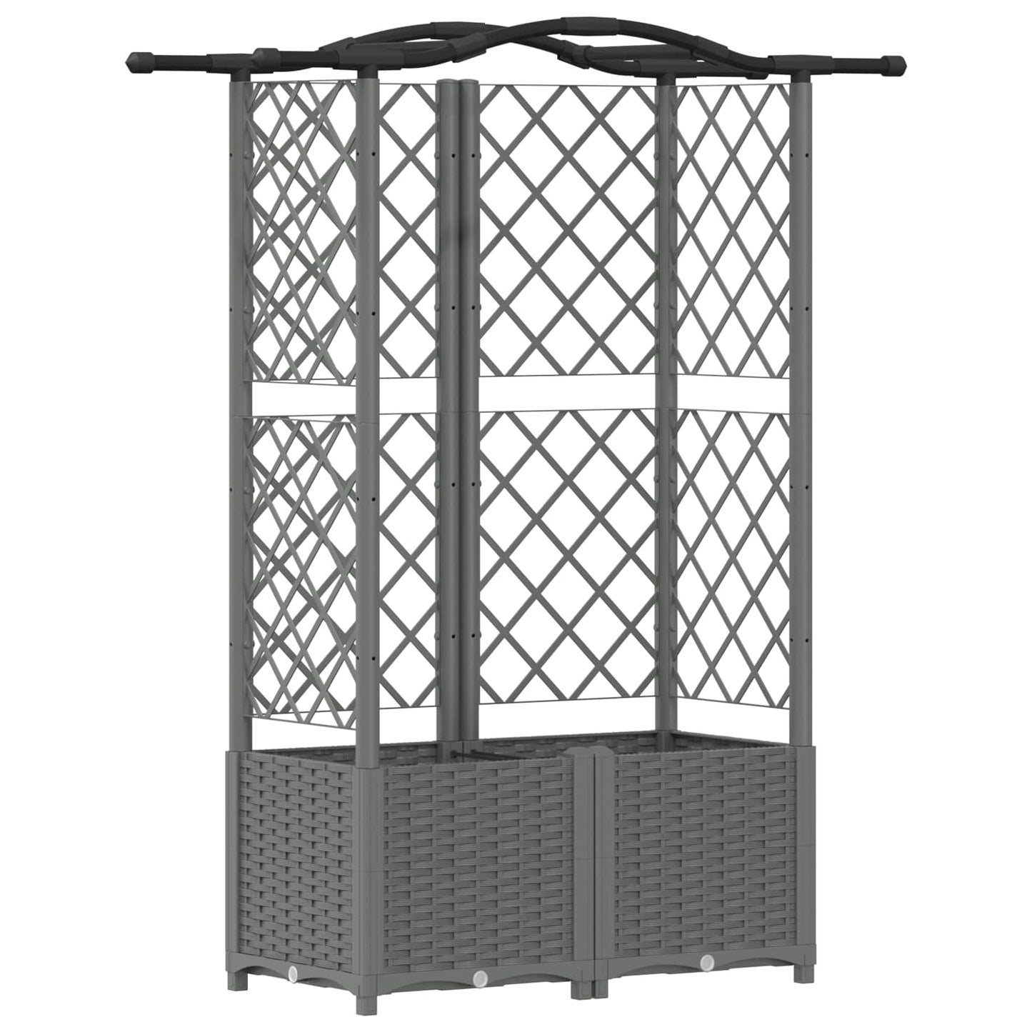 Hevet Bed med Trellis og Tak Lysegrå 122 x 40 x 138 cm PP
