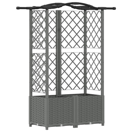 Hevet Bed med Trellis og Tak Lysegrå 122 x 40 x 138 cm PP