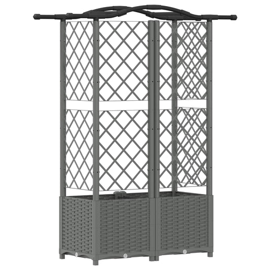 Hevet Bed med Trellis og Tak Lysegrå 122 x 40 x 138 cm PP