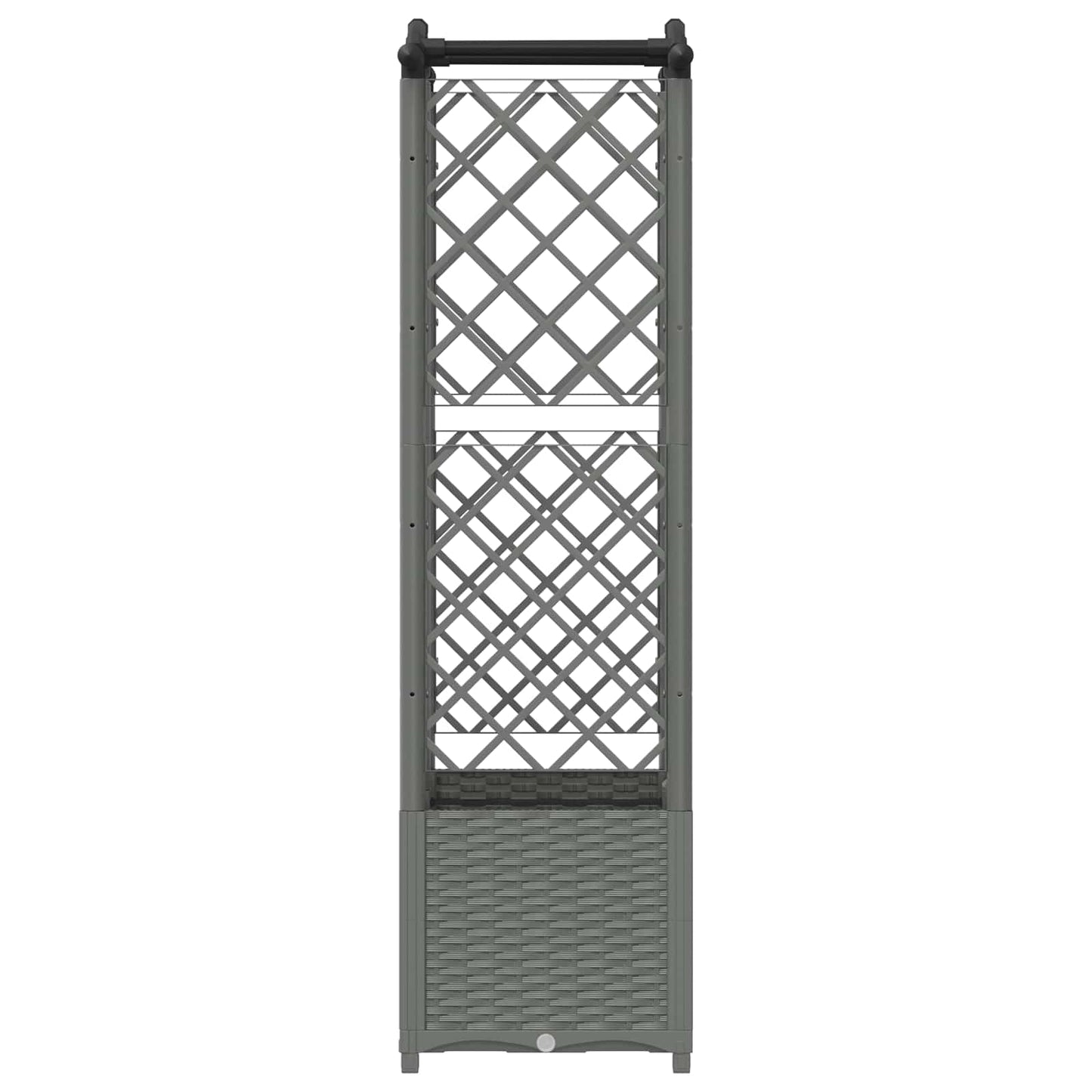 Hevet Bed med Trellis og Tak Lysegrå 122 x 40 x 138 cm PP