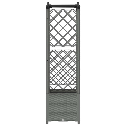 Hevet Bed med Trellis og Tak Lysegrå 122 x 40 x 138 cm PP