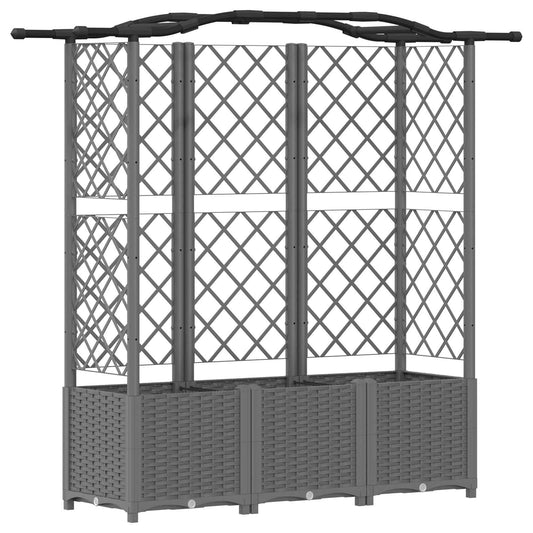 Hevet Bed med Trellis og Tak Lysegrå 163 x 40 x 138 cm PP