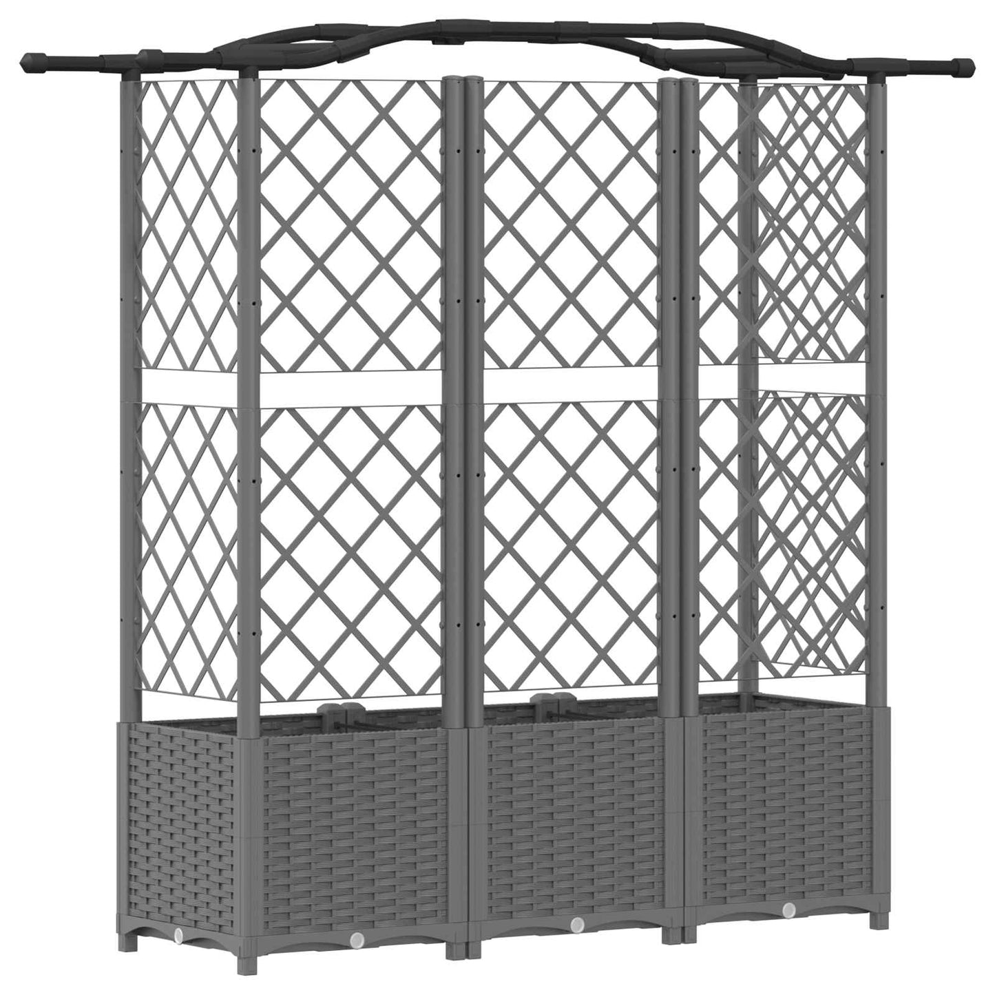 Hevet Bed med Trellis og Tak Lysegrå 163 x 40 x 138 cm PP