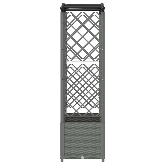 Hevet Bed med Trellis og Tak Lysegrå 163 x 40 x 138 cm PP