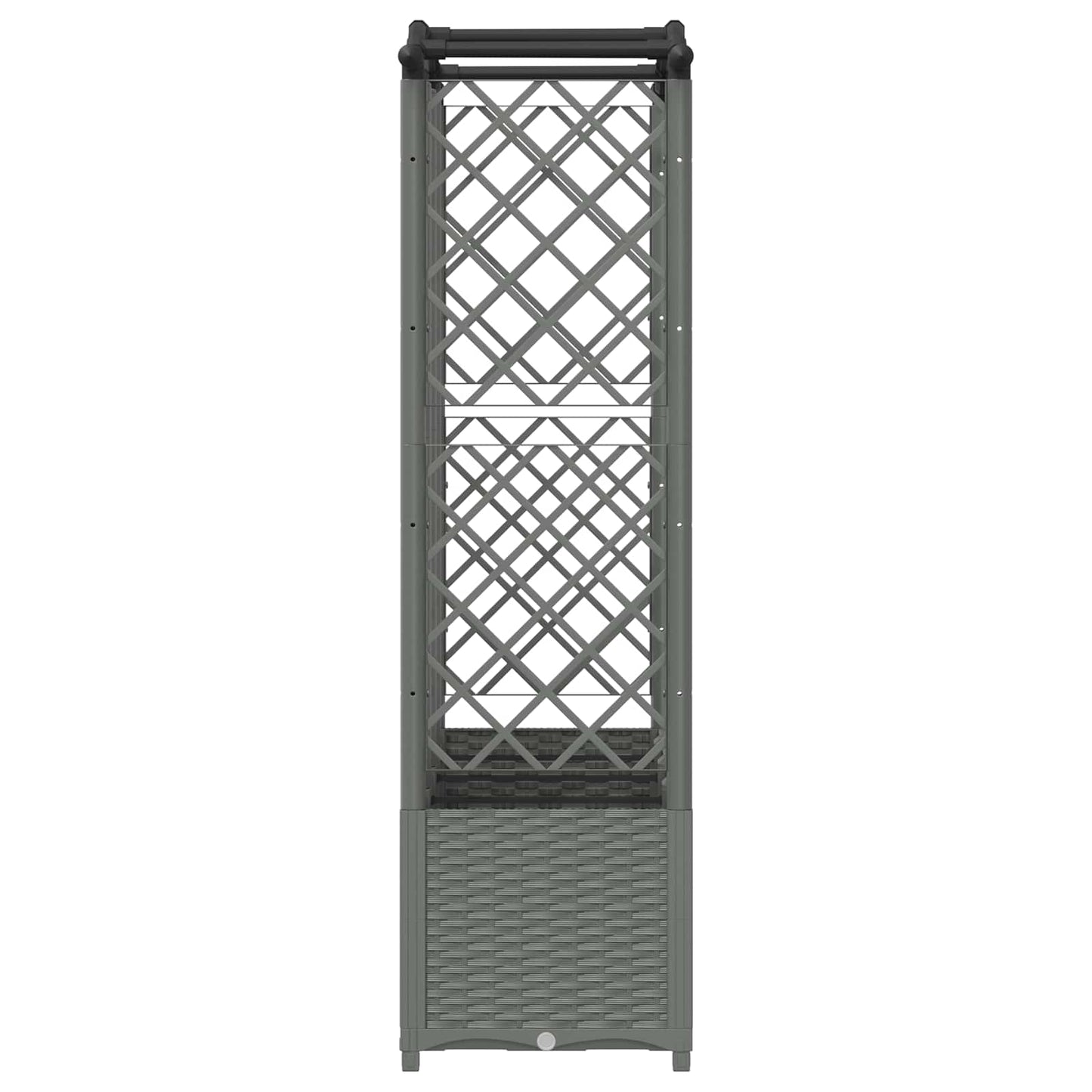 Hevet Bed med Trellis og Tak Lysegrå 204 x 40 x 138 cm PP