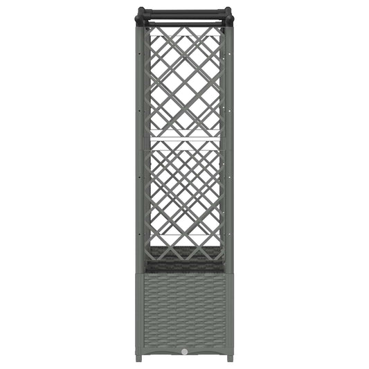 Hevet Bed med Trellis og Tak Lysegrå 204 x 40 x 138 cm PP