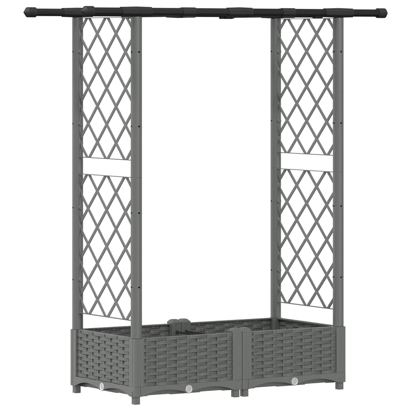 Hevet Bed med Trellis og Tak Lysegrå 122,5 x 40 x 121 cm PP