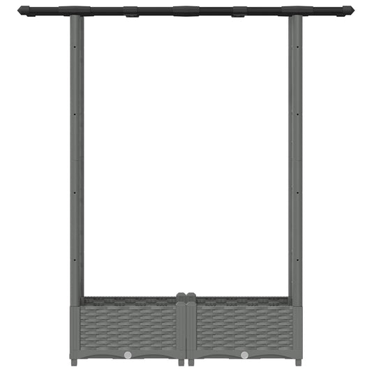 Hevet Bed med Trellis og Tak Lysegrå 122,5 x 40 x 121 cm PP