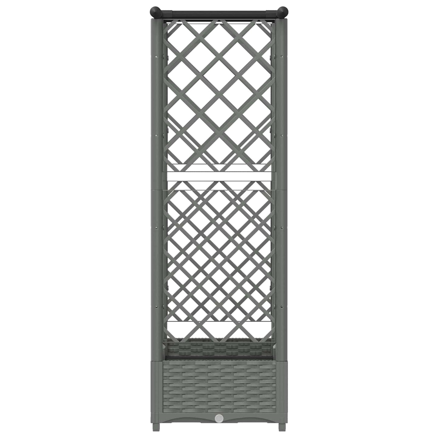 Hevet Bed med Trellis og Tak Lysegrå 122,5 x 40 x 121 cm PP