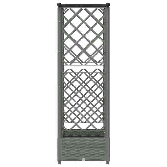 Hevet Bed med Trellis og Tak Lysegrå 122,5 x 40 x 121 cm PP