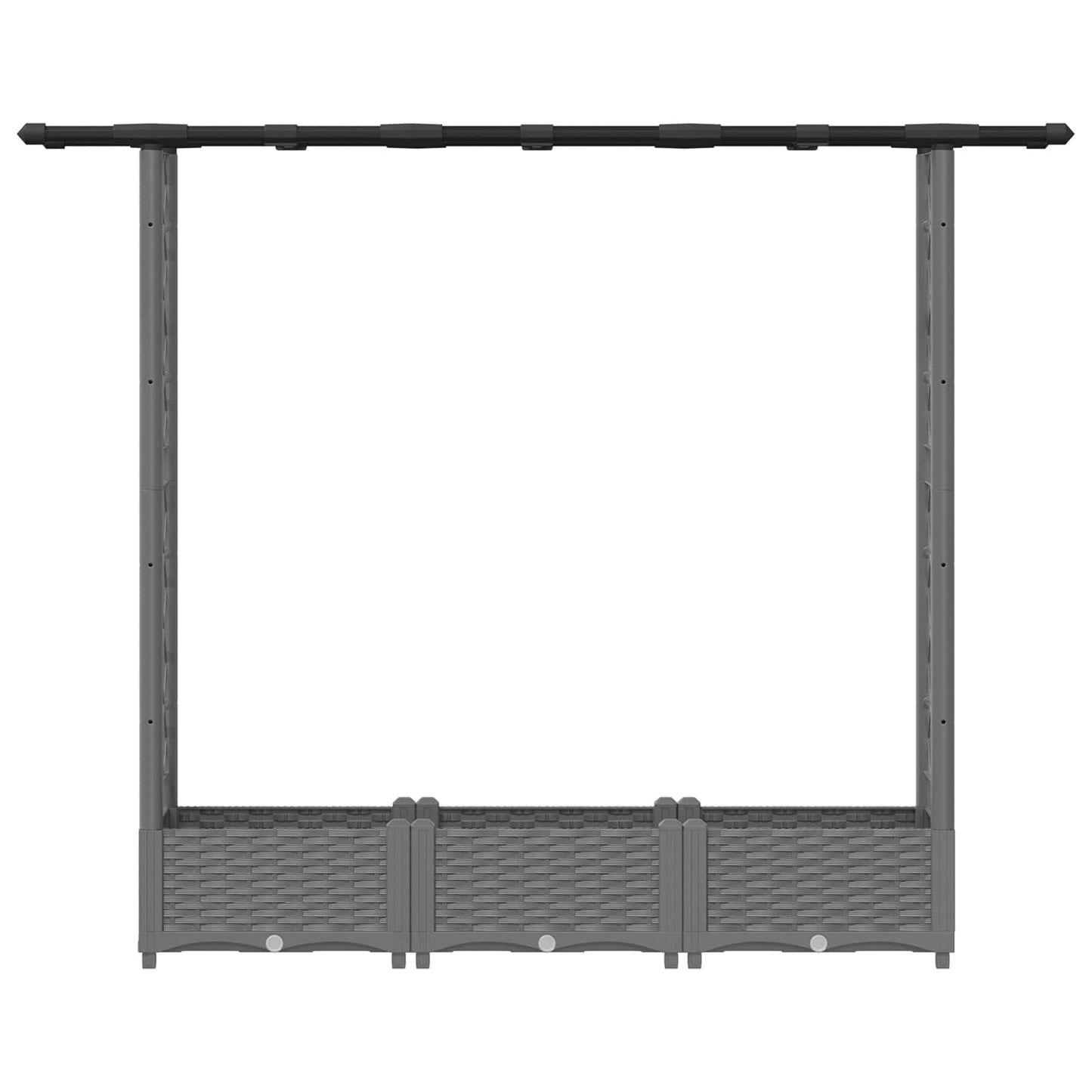 Hevet Bed med Trellis og Tak Lysegrå 164 x 40 x 123 cm PP