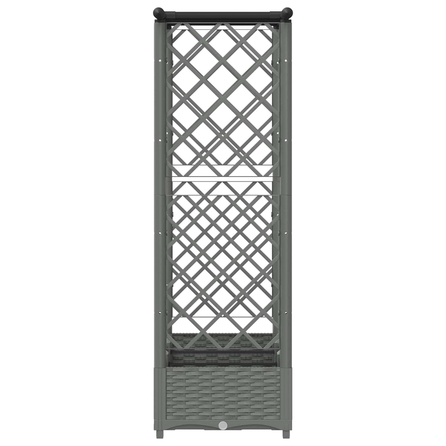 Hevet Bed med Trellis og Tak Lysegrå 164 x 40 x 123 cm PP