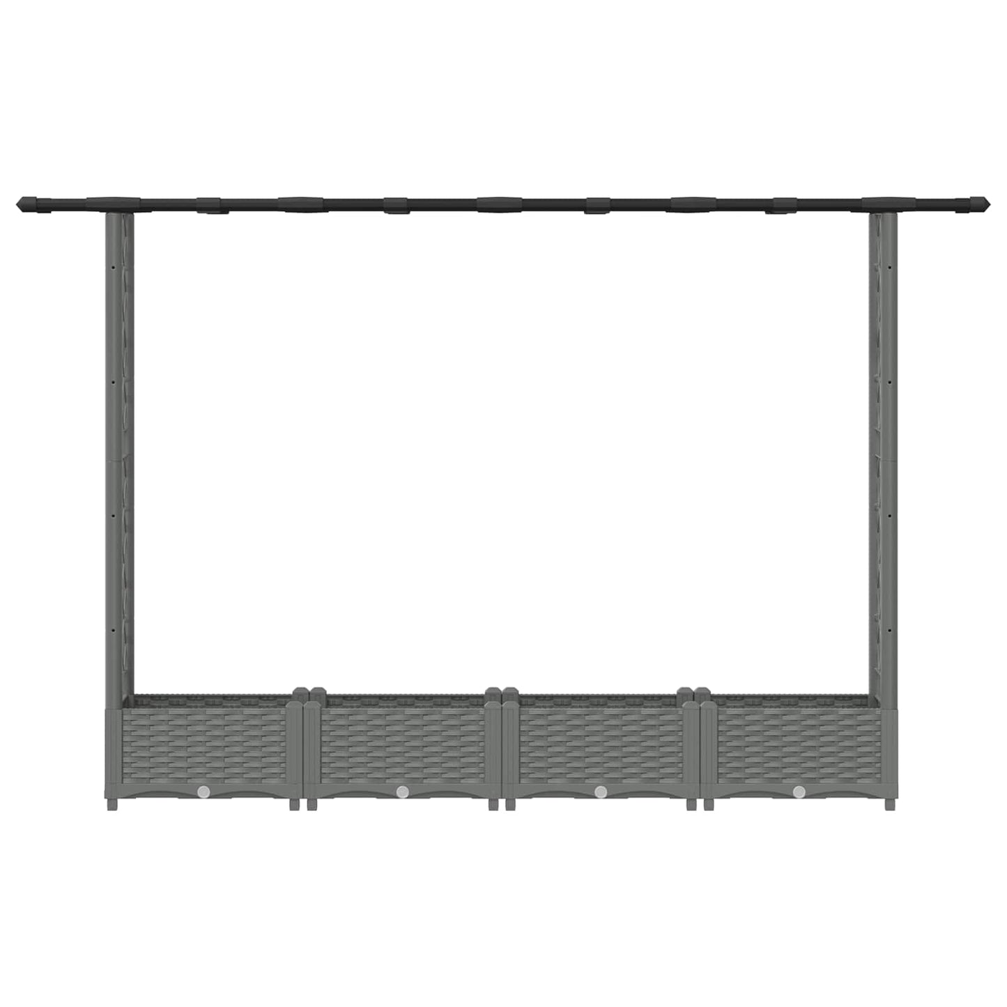 Hevet Bed med Trellis og Tak Lysegrå 203 x 40 x 121 cm PP