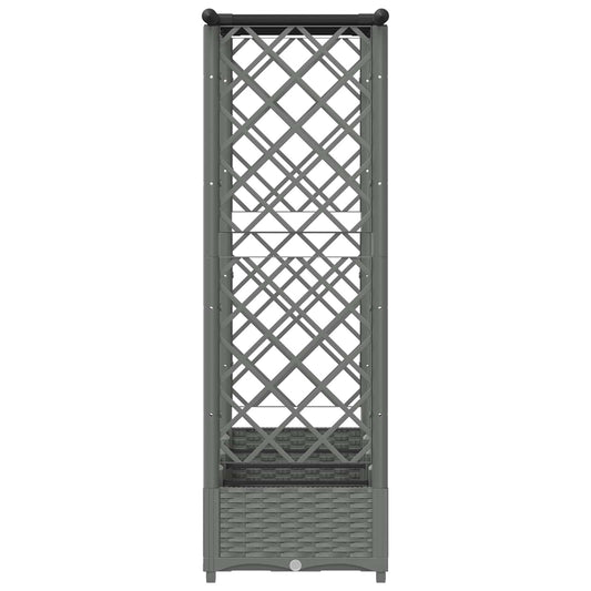 Hevet Bed med Trellis og Tak Lysegrå 203 x 40 x 121 cm PP