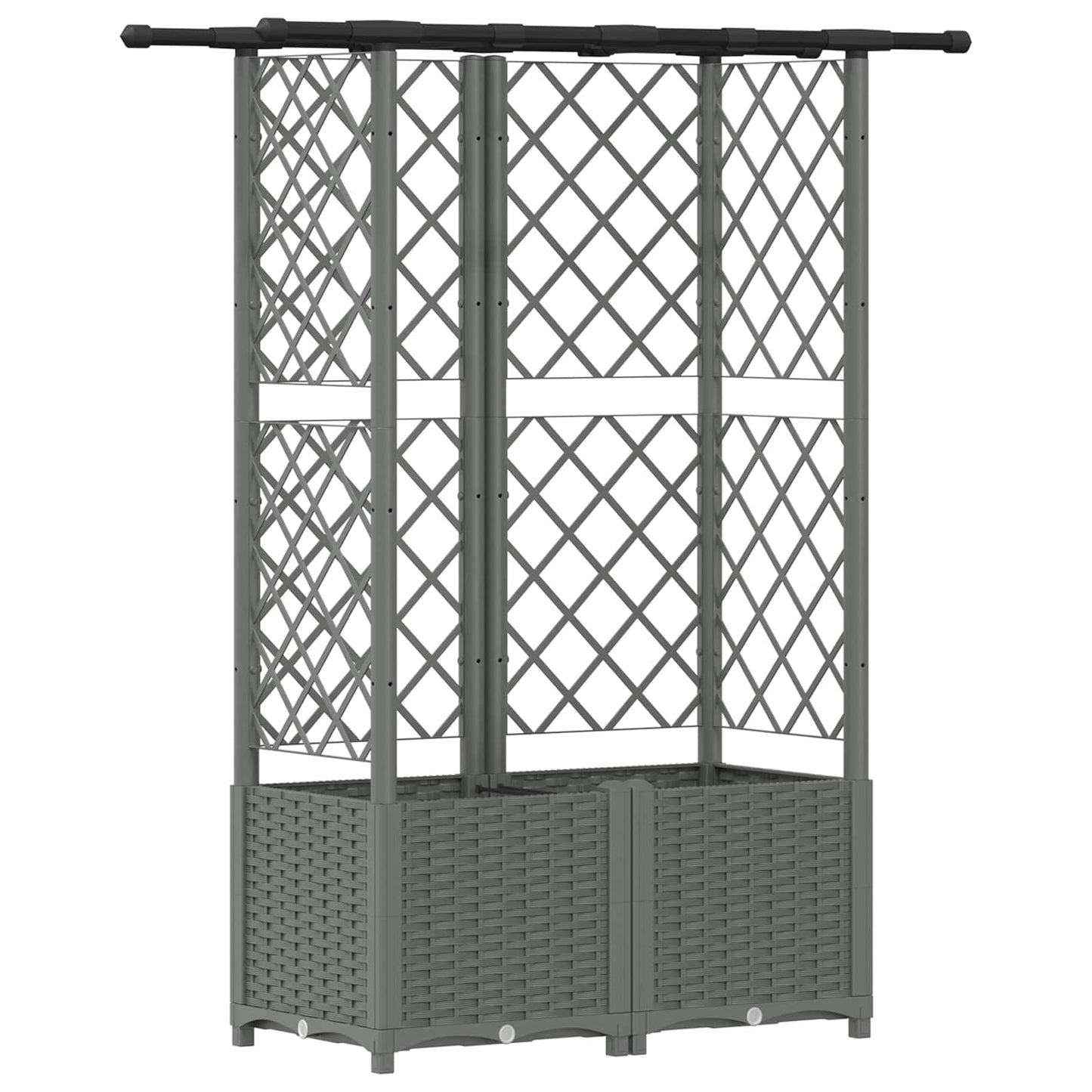 Hevet Bed med Trellis og Tak Lysegrå 124,5 x 40 x 138 cm PP