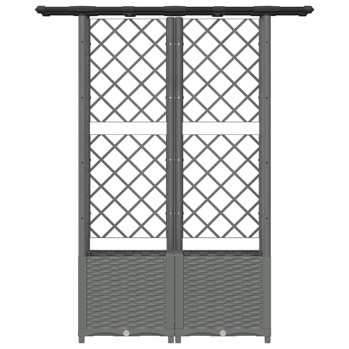 Hevet Bed med Trellis og Tak Lysegrå 124,5 x 40 x 138 cm PP