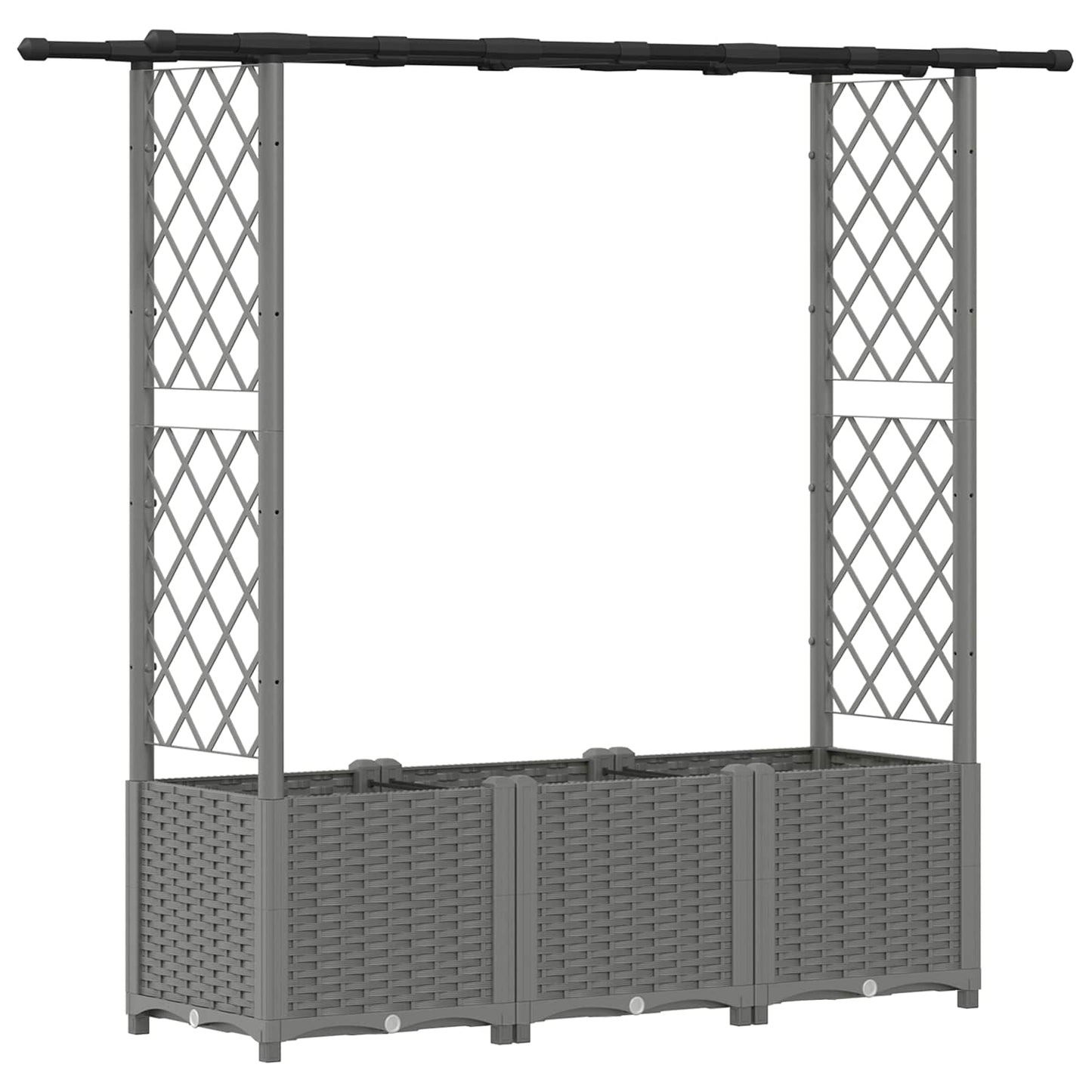 Hevet Bed med Trellis og Tak Lysegrå 162,5 x 40 x 136 cm PP