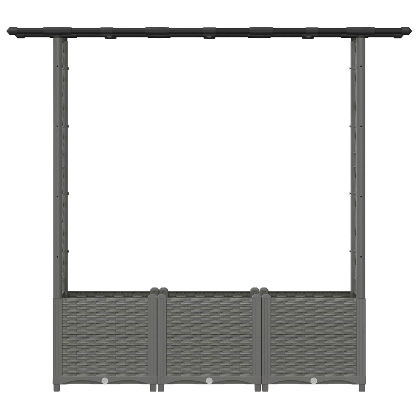 Hevet Bed med Trellis og Tak Lysegrå 162,5 x 40 x 136 cm PP