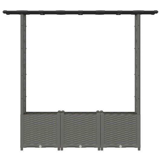 Hevet Bed med Trellis og Tak Lysegrå 162,5 x 40 x 136 cm PP