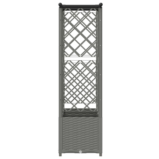 Hevet Bed med Trellis og Tak Lysegrå 162,5 x 40 x 136 cm PP