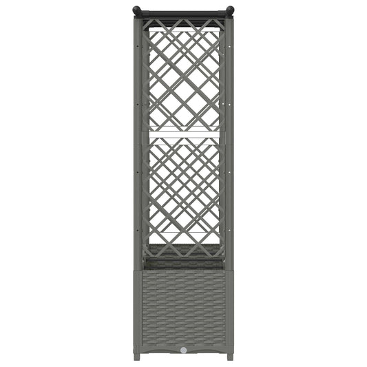 Hevet Bed med Trellis og Tak Lysegrå 203 x 40 x 136 cm PP