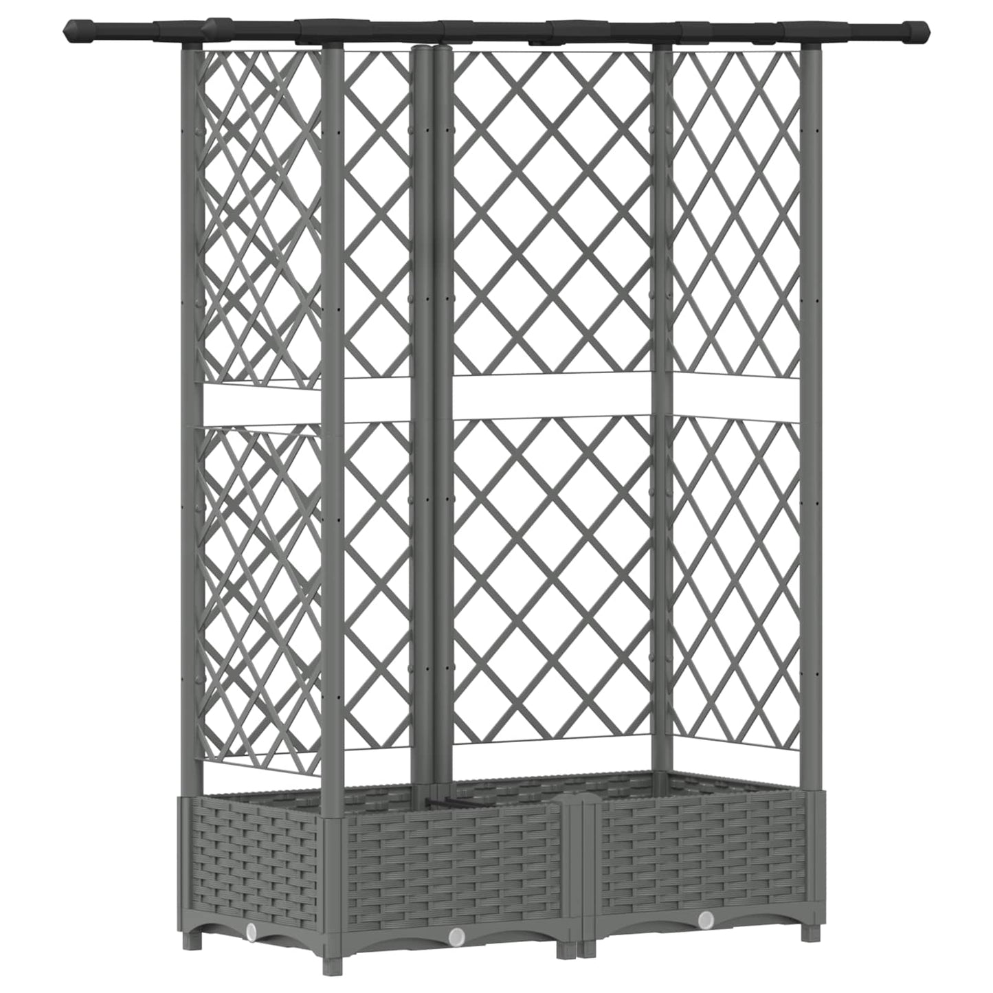 Hevet Bed med Trellis og Tak Lysegrå 124 x 40 x 121 cm PP