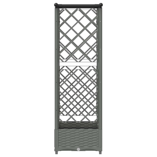 Hevet Bed med Trellis og Tak Lysegrå 124 x 40 x 121 cm PP