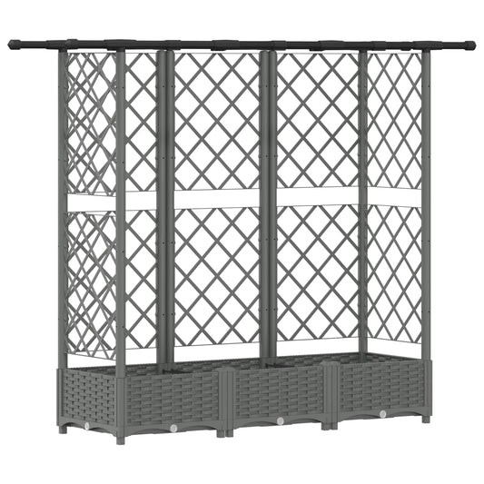 Hevet Bed med Trellis og Tak Lysegrå 164 x 40 x 121 cm PP