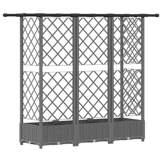 Hevet Bed med Trellis og Tak Lysegrå 164 x 40 x 121 cm PP