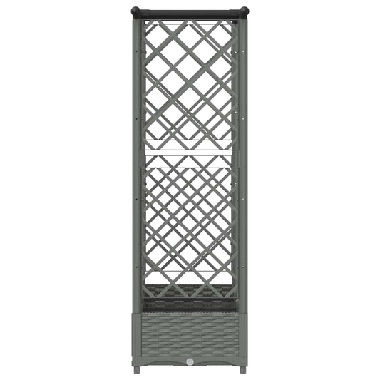 Hevet Bed med Trellis og Tak Lysegrå 164 x 40 x 121 cm PP