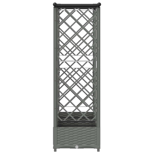 Hevet Bed med Trellis og Tak Lysegrå 202,5 x 40 x 121 cm PP