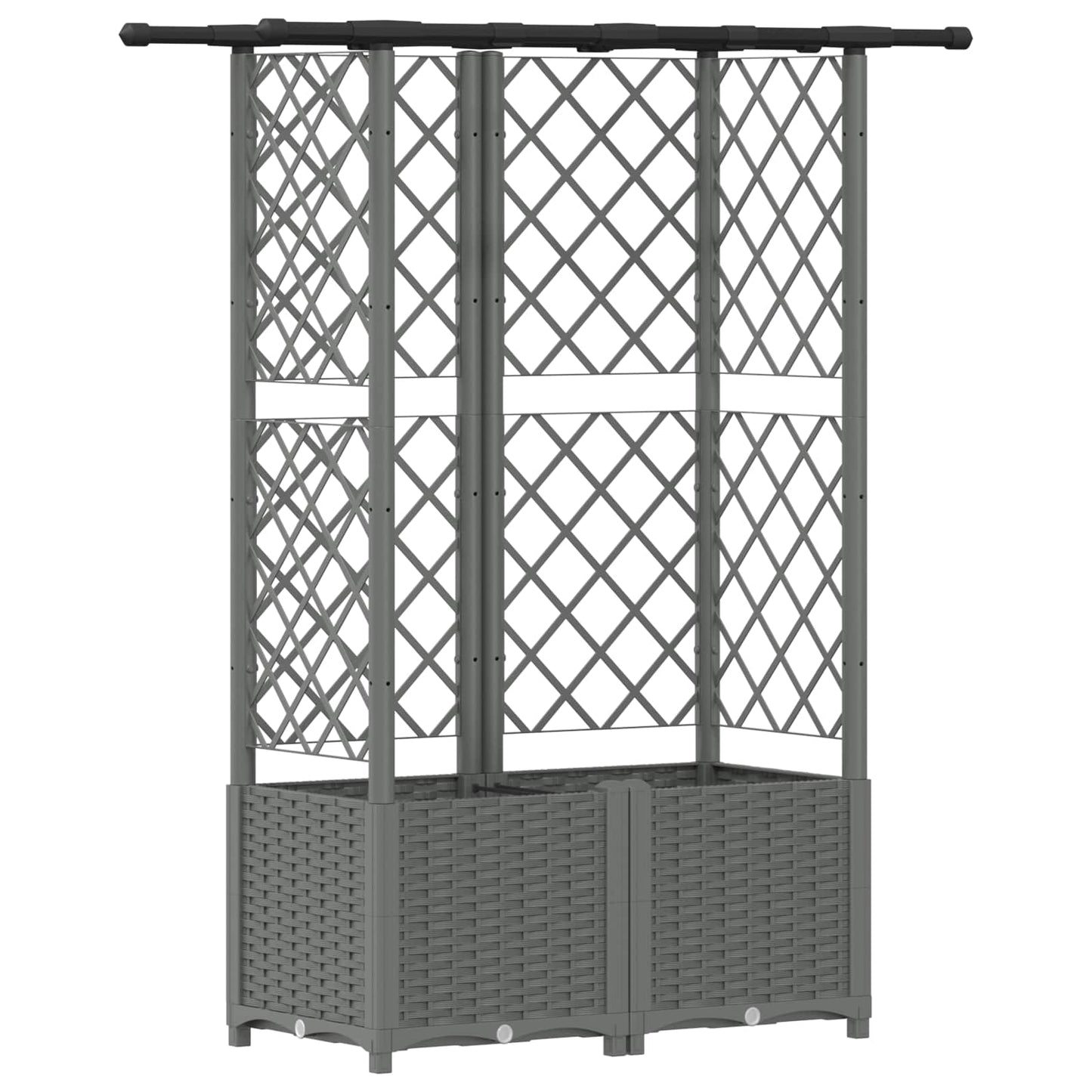 Hevet Bed med Trellis og Tak Lysegrå 124 x 40 x 136 cm PP
