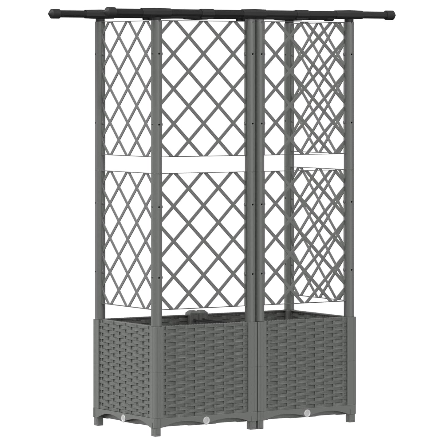 Hevet Bed med Trellis og Tak Lysegrå 124 x 40 x 136 cm PP