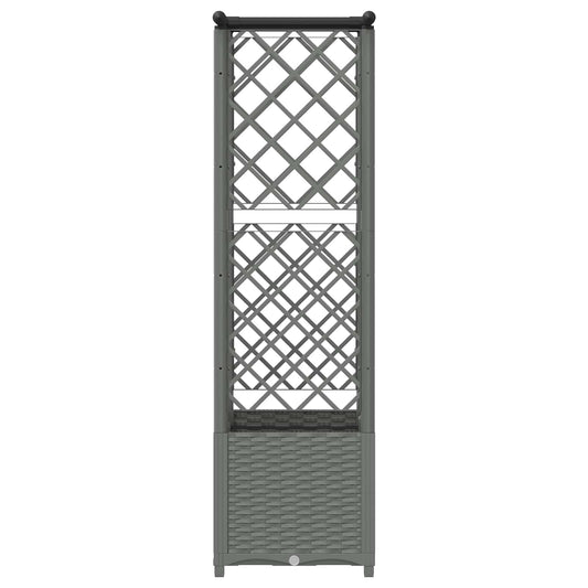Hevet Bed med Trellis og Tak Lysegrå 124 x 40 x 136 cm PP