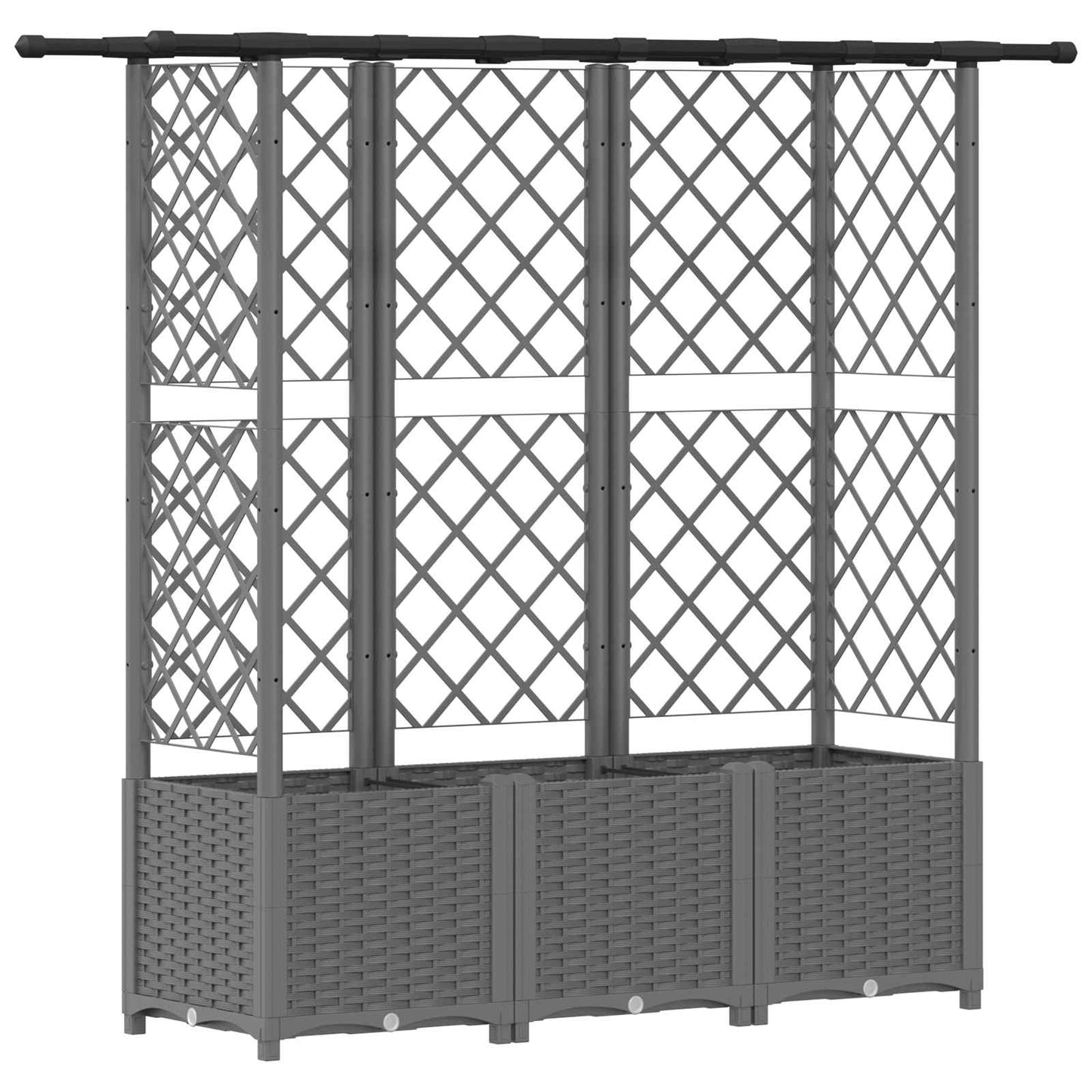 Hevet Bed med Trellis og Tak Lysegrå 163,5 x 40 x 136 cm PP
