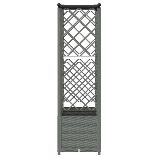 Hevet Bed med Trellis og Tak Lysegrå 163,5 x 40 x 136 cm PP
